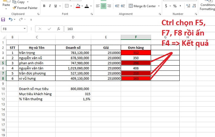 Công thức tô màu trong Excel tô màu xen kẽ trên bảng tinh