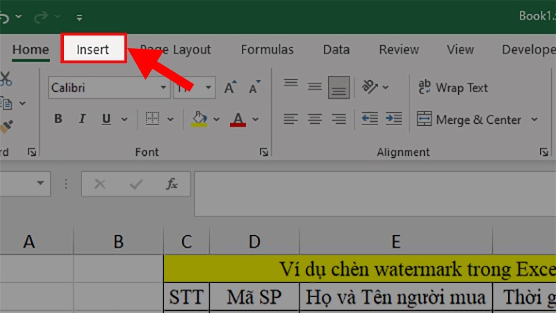 chèn watermark trong excel